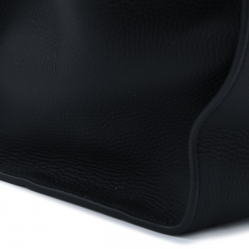 BLACK LEATHER MARLO 14 TOP HANDLE BAG