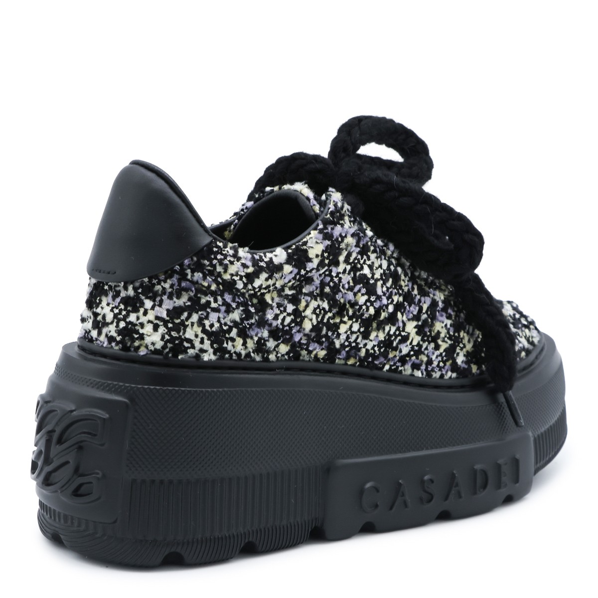 BLACK AND SILVER PLATFORM SNEAKERS