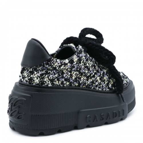 BLACK AND SILVER PLATFORM SNEAKERS