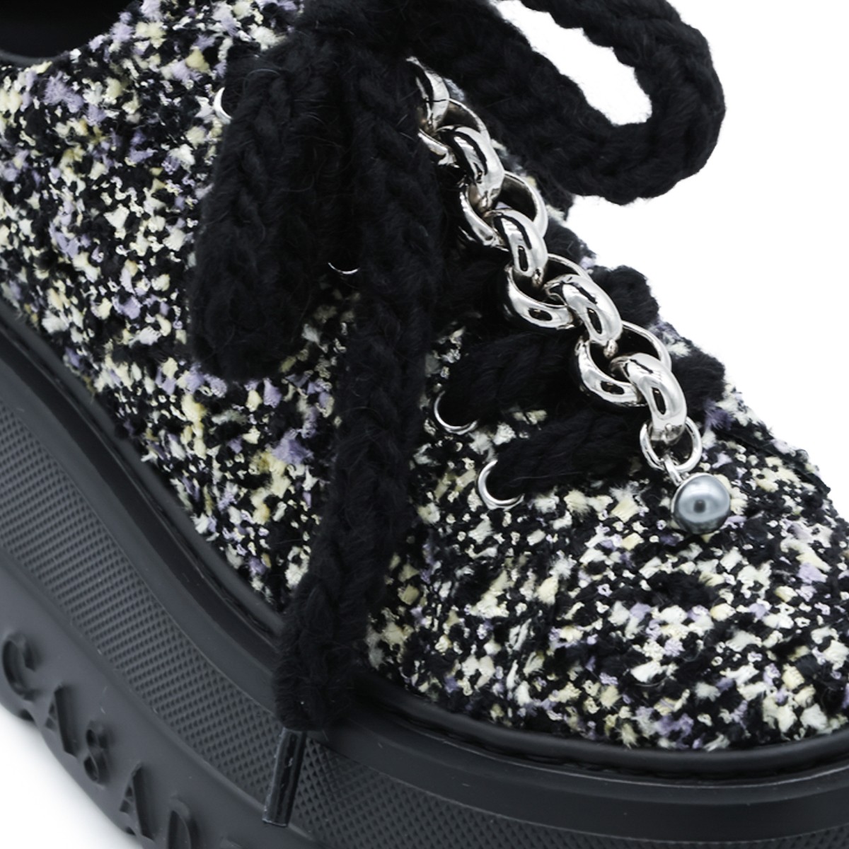 BLACK AND SILVER PLATFORM SNEAKERS