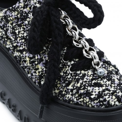 BLACK AND SILVER PLATFORM SNEAKERS
