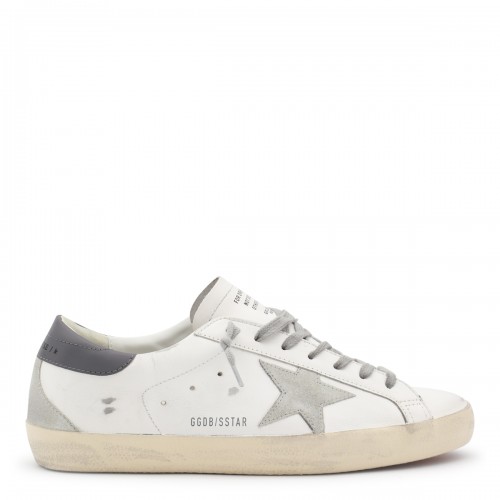 WHITE AND GREY LEATHER SNEAKERS