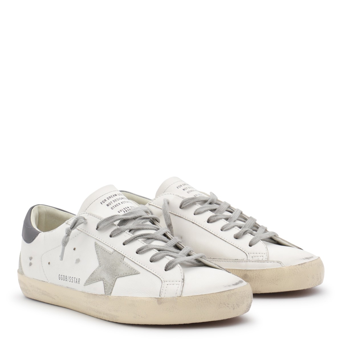 WHITE AND GREY LEATHER SNEAKERS