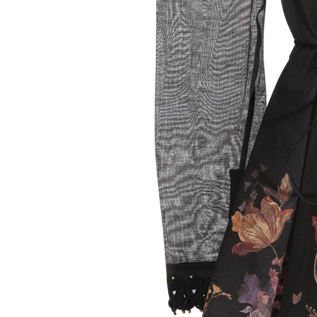 BLACK AND FLORAL MINI DRESS