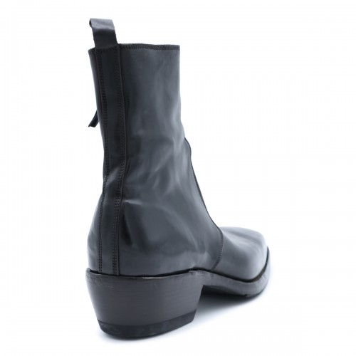 BLACK LEATHER SOLDATINO BOOTS