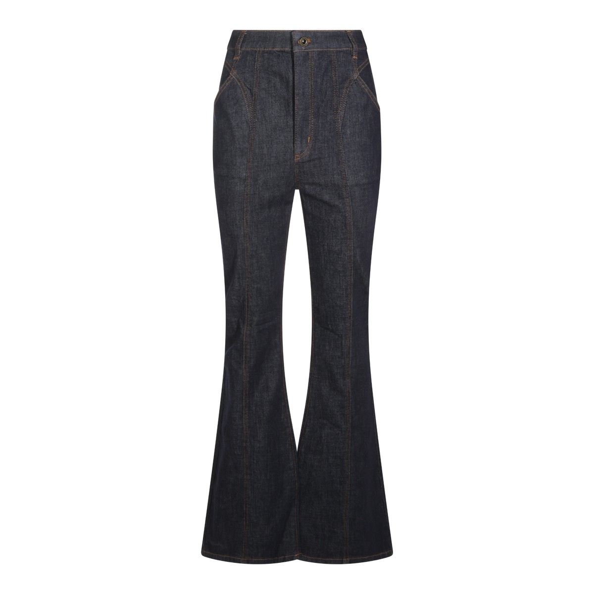 BLUE STRETCH DENIM FLARED JEANS
