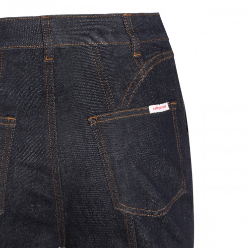 BLUE STRETCH DENIM FLARED JEANS