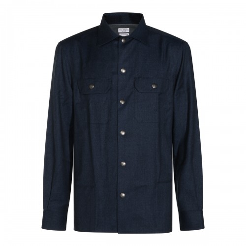 NAVY VIRGIN WOOL SHIRT