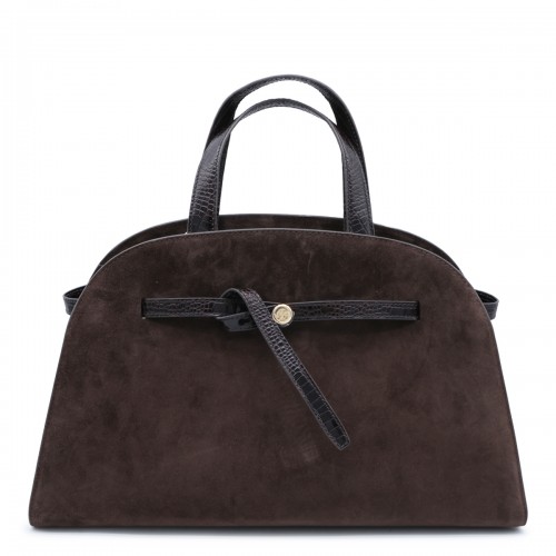 DARK BROWN LEATHER TOP HANDLE BAG