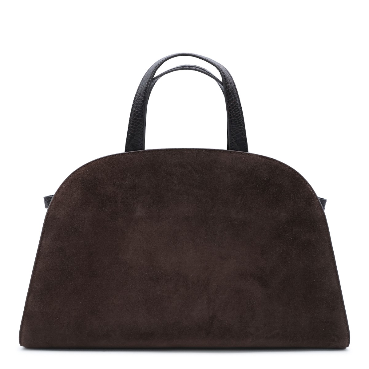 DARK BROWN LEATHER TOP HANDLE BAG