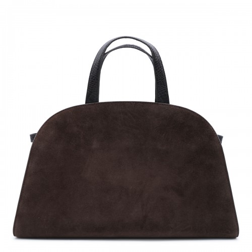 DARK BROWN LEATHER TOP HANDLE BAG