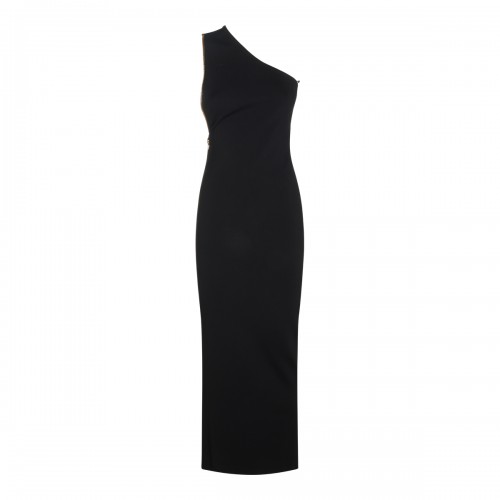BLACK STRETCH ONE SHOULDER LONG DRESS