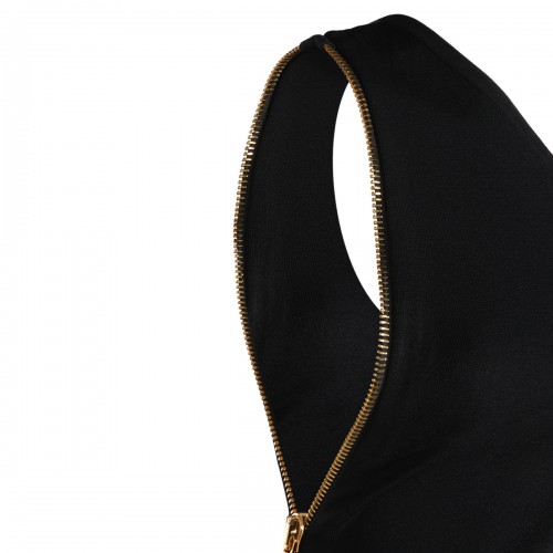 BLACK STRETCH ONE SHOULDER LONG DRESS