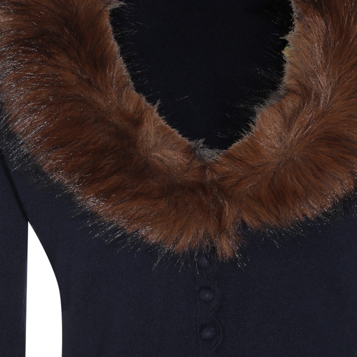 NAVY FUR CARDIGAN