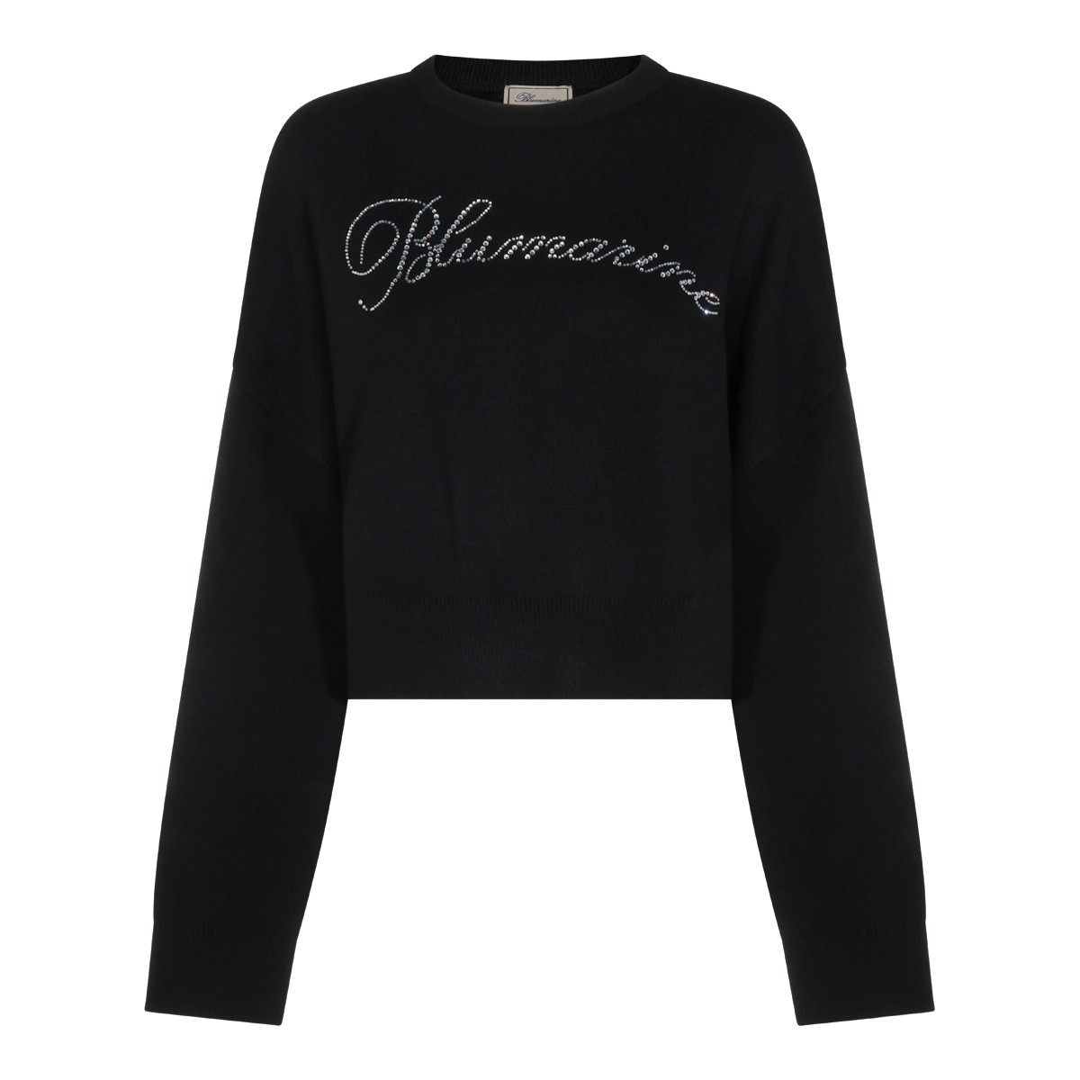 BLACK WOOL BRANDED SWEATER