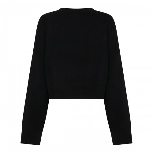 BLACK WOOL BRANDED SWEATER 2