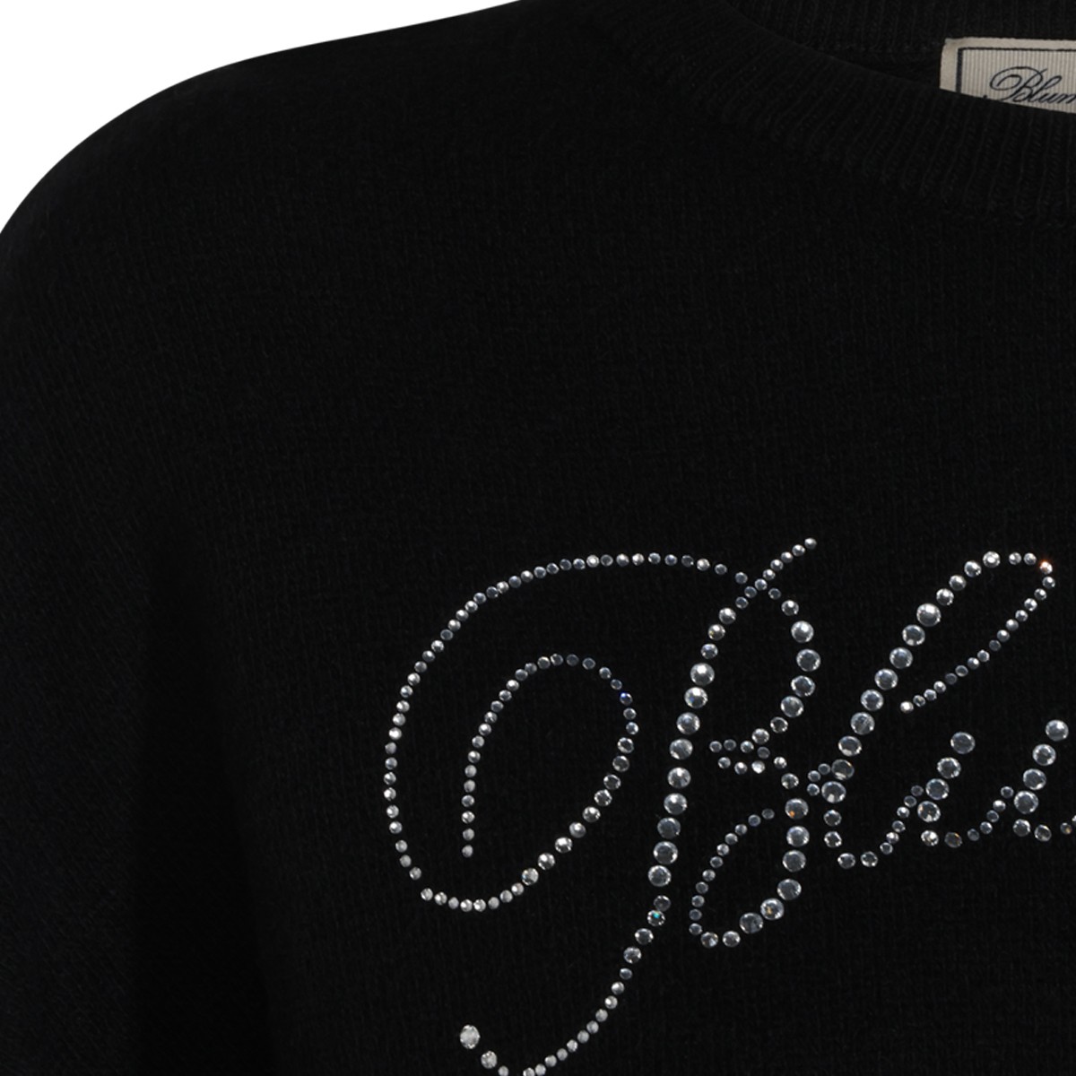 BLACK WOOL BRANDED SWEATER