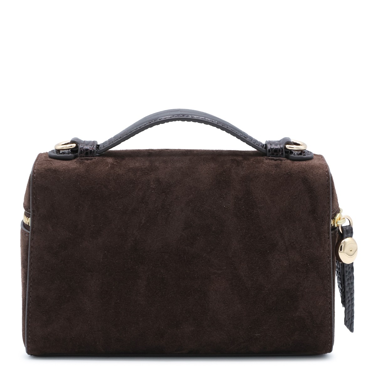 DARK COCOA SUEDE ROMY TOP HANDLE BAG