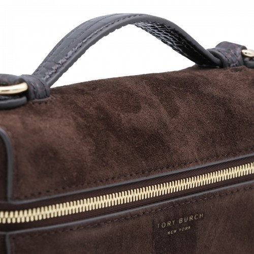 DARK COCOA SUEDE ROMY TOP HANDLE BAG