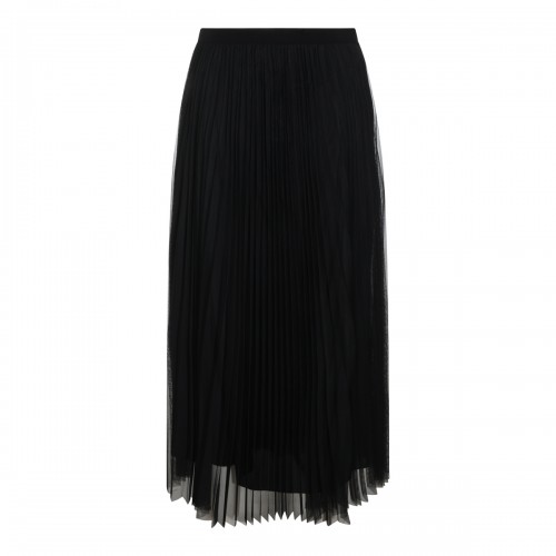 BLACK TULLE PLEATED LONG SKIRT