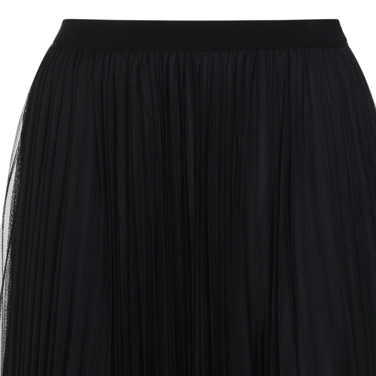 BLACK TULLE PLEATED LONG SKIRT