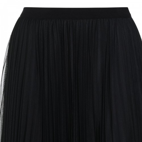 BLACK TULLE PLEATED LONG SKIRT