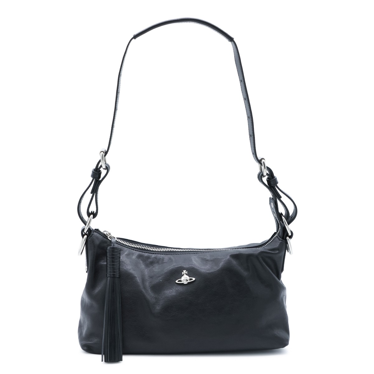 BLACK LEATHER EMMA SHOULDER BAG