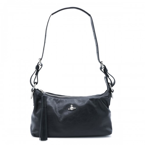 BLACK LEATHER EMMA SHOULDER BAG