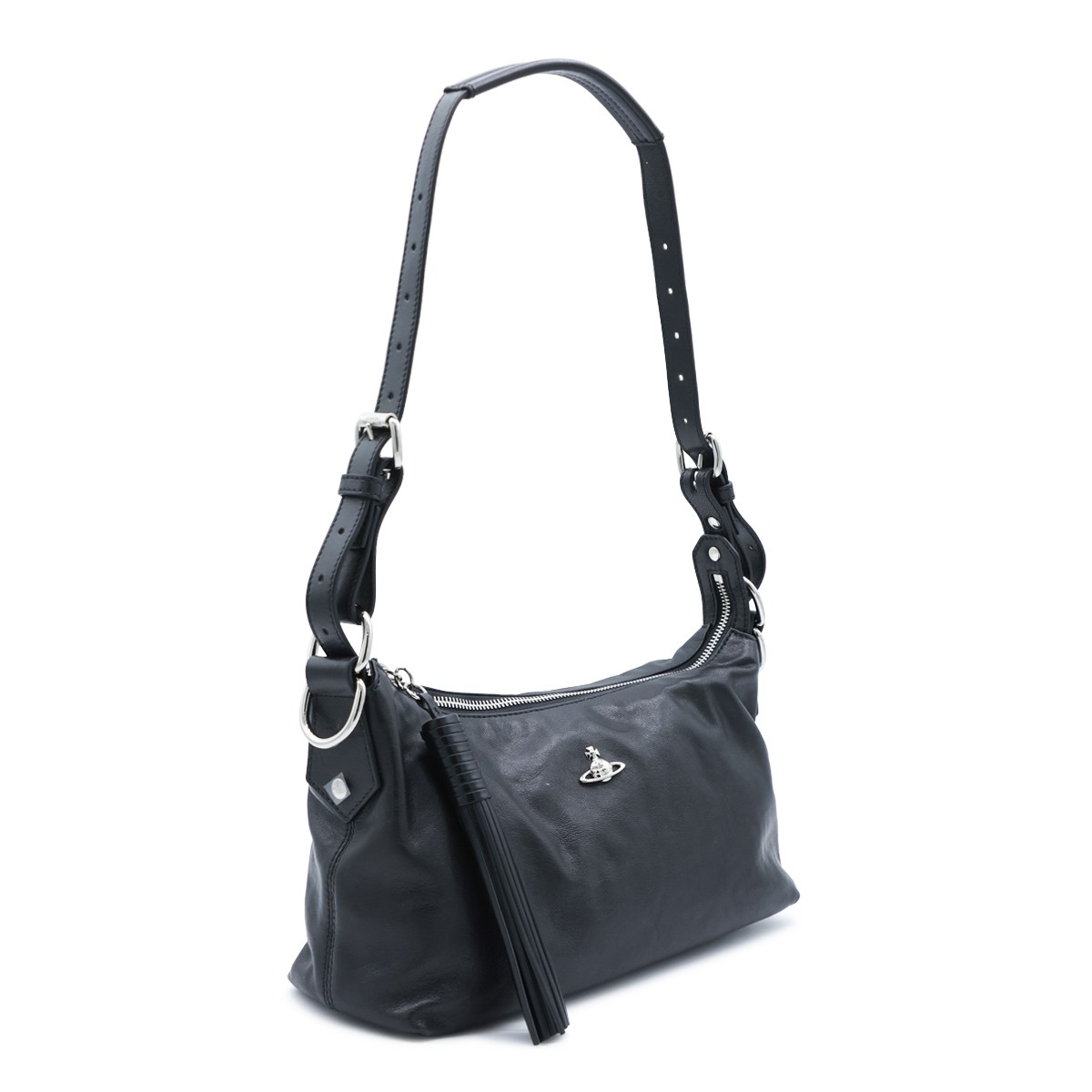 BLACK LEATHER EMMA SHOULDER BAG