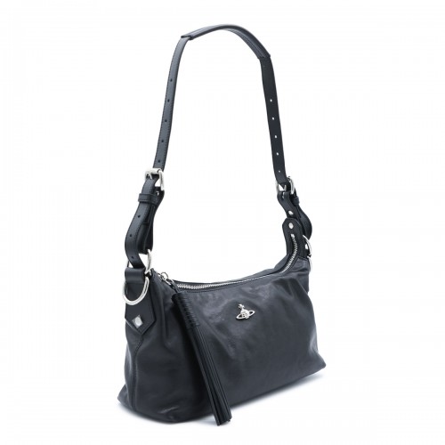 BLACK LEATHER EMMA SHOULDER BAG