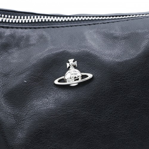 BLACK LEATHER EMMA SHOULDER BAG