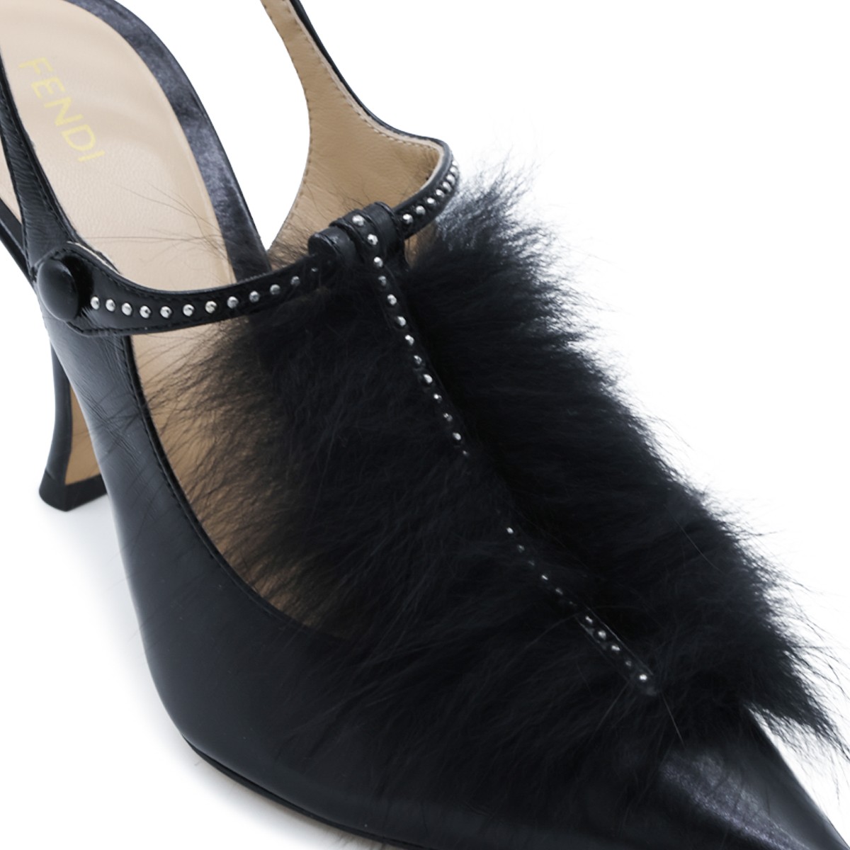 BLACK LEATHER SLINGBACK PUMPS