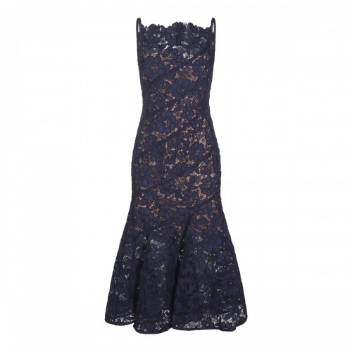 NAVY LACE LONG DRESS