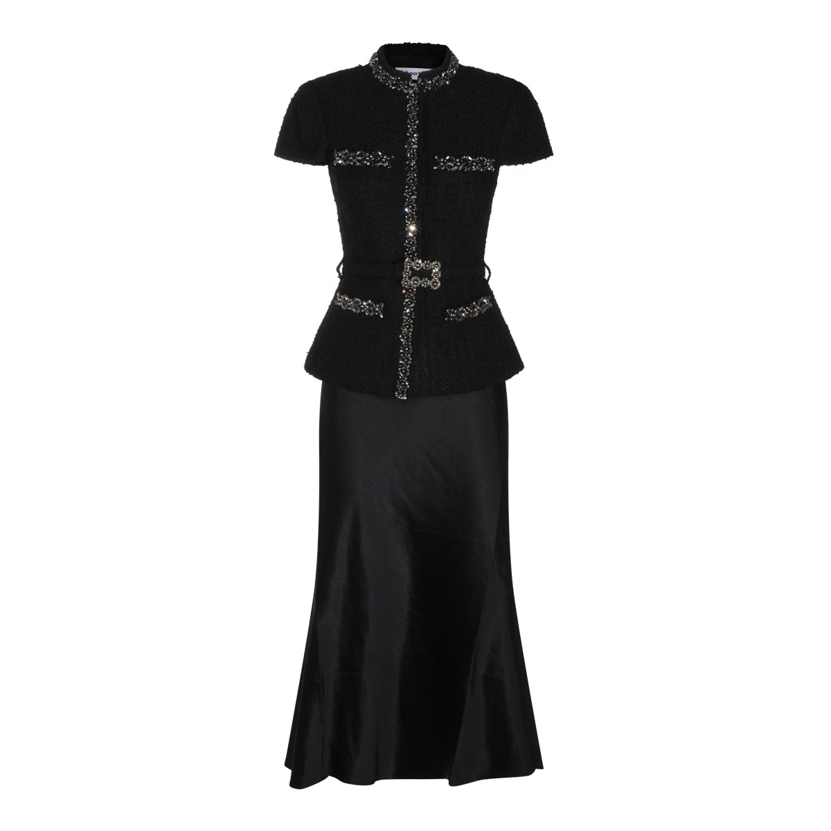 BLACK BOUCLE' LONG DRESS