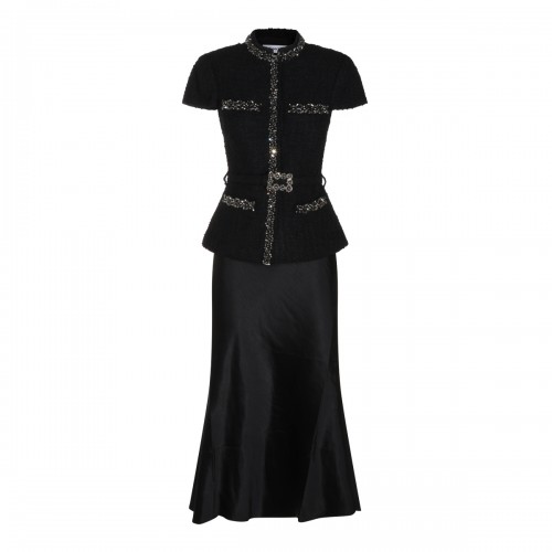 BLACK BOUCLE' LONG DRESS