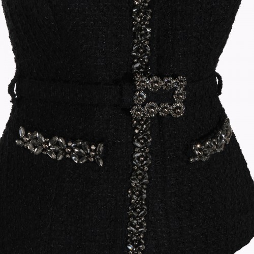 BLACK BOUCLE' LONG DRESS