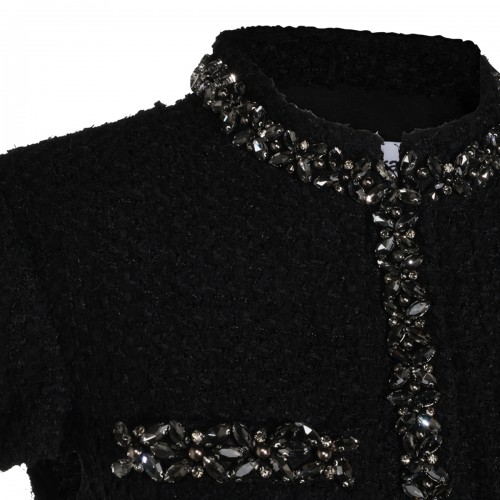 BLACK BOUCLE' LONG DRESS