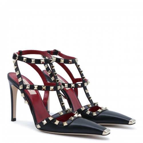 BLACK LEATHER ROCKSTUD PUMPS 2