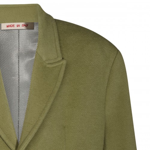 LIME VIRGIN WOOL AND MOHAIR BLEND LONG COAT