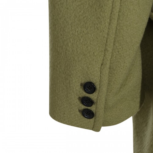 LIME VIRGIN WOOL AND MOHAIR BLEND LONG COAT