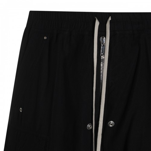 BLACK COTTON DOUBLE CARGO JUMBO BELAS PANTS