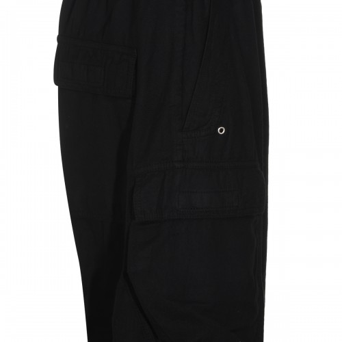 BLACK COTTON DOUBLE CARGO JUMBO BELAS PANTS