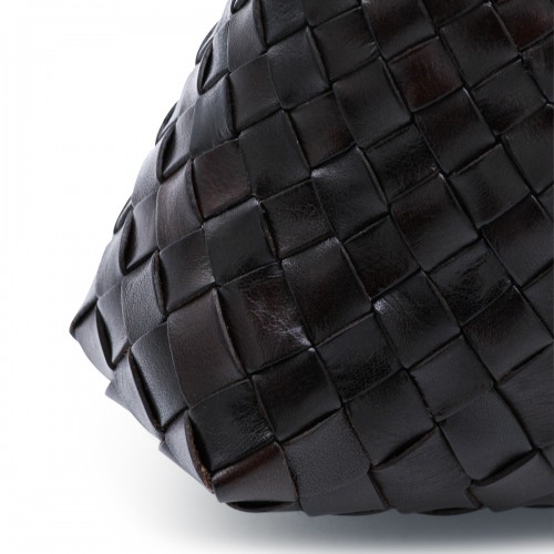 DARK BROWN LEATHER ROSANNA SHOULDER BAG