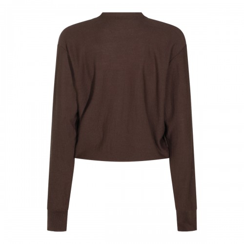 SHITAKE WOOL BLEND TROMPE L'OEIL CARDIGAN