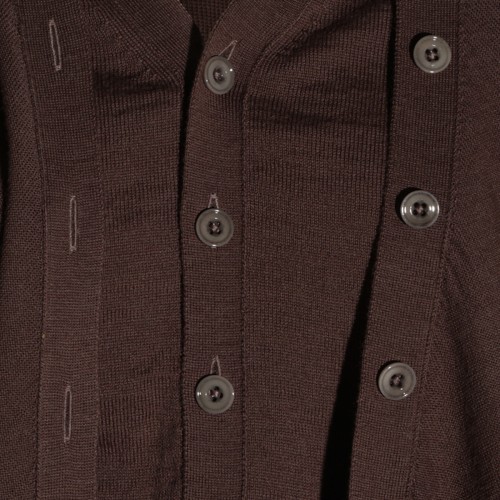 SHITAKE WOOL BLEND TROMPE L'OEIL CARDIGAN
