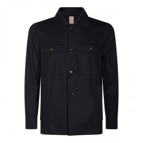 BLUE WOOL BLEND CASUAL JACKET