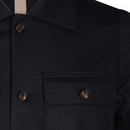 BLUE WOOL BLEND CASUAL JACKET