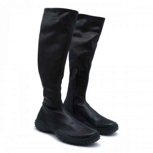 BLACK LEATHER STRETCH BOOTS 2