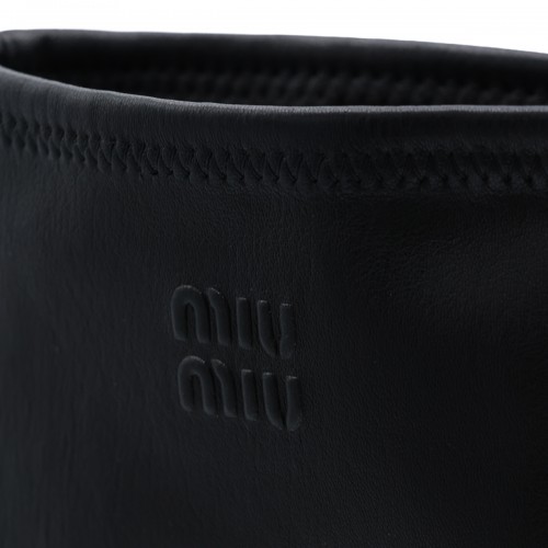 BLACK LEATHER STRETCH BOOTS