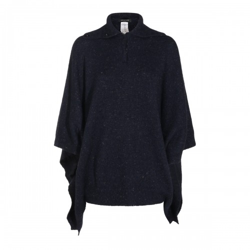 NIGHT BLUE WOOL BLEND CAPE